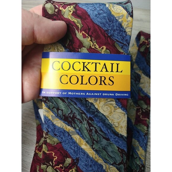 Stonehedge Cocktail Collection Men's Tie Red Blue Creme Marble Allover Beer... - Picture 3 of 7